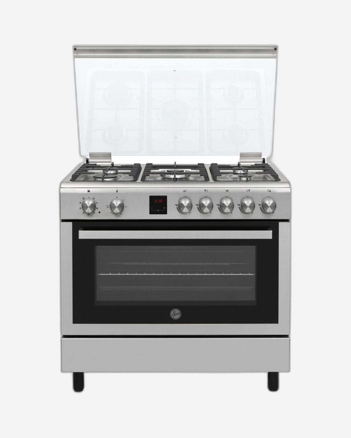 Hoover Freestanding Dual-Fuel Cooker, 5 Burners, Full Safety, 90 × 60 cm, Stainless Steel – HMC-V95E-S (ESMA Certified)