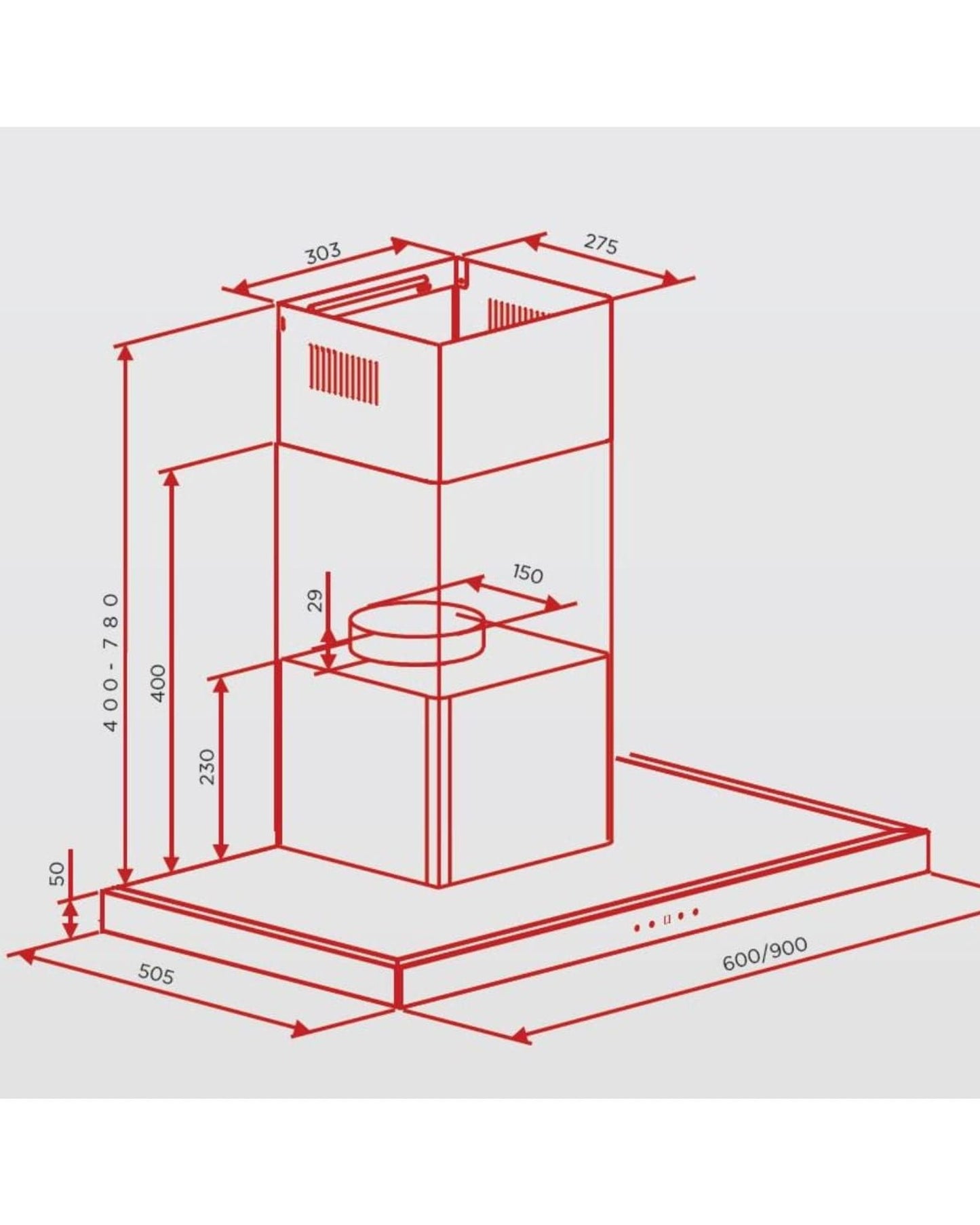 Hoover 60cm Built-In T-Shape Hood