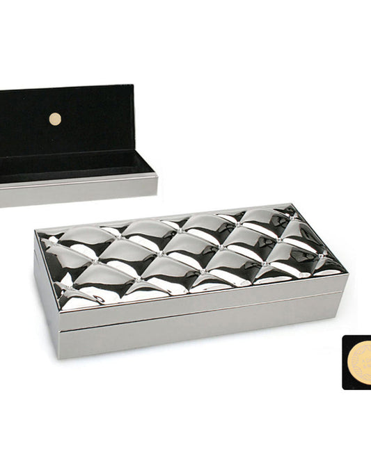 Winko Oblong Hinged Trinket Box with 14pcs Clear Crystal Black Velvet
