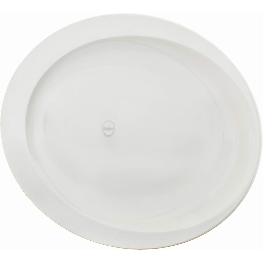 Shallow Bone China Tiffany Oval Plate, White, 14 Inches – Elegant Serving Plate for Dining & Special Occasions