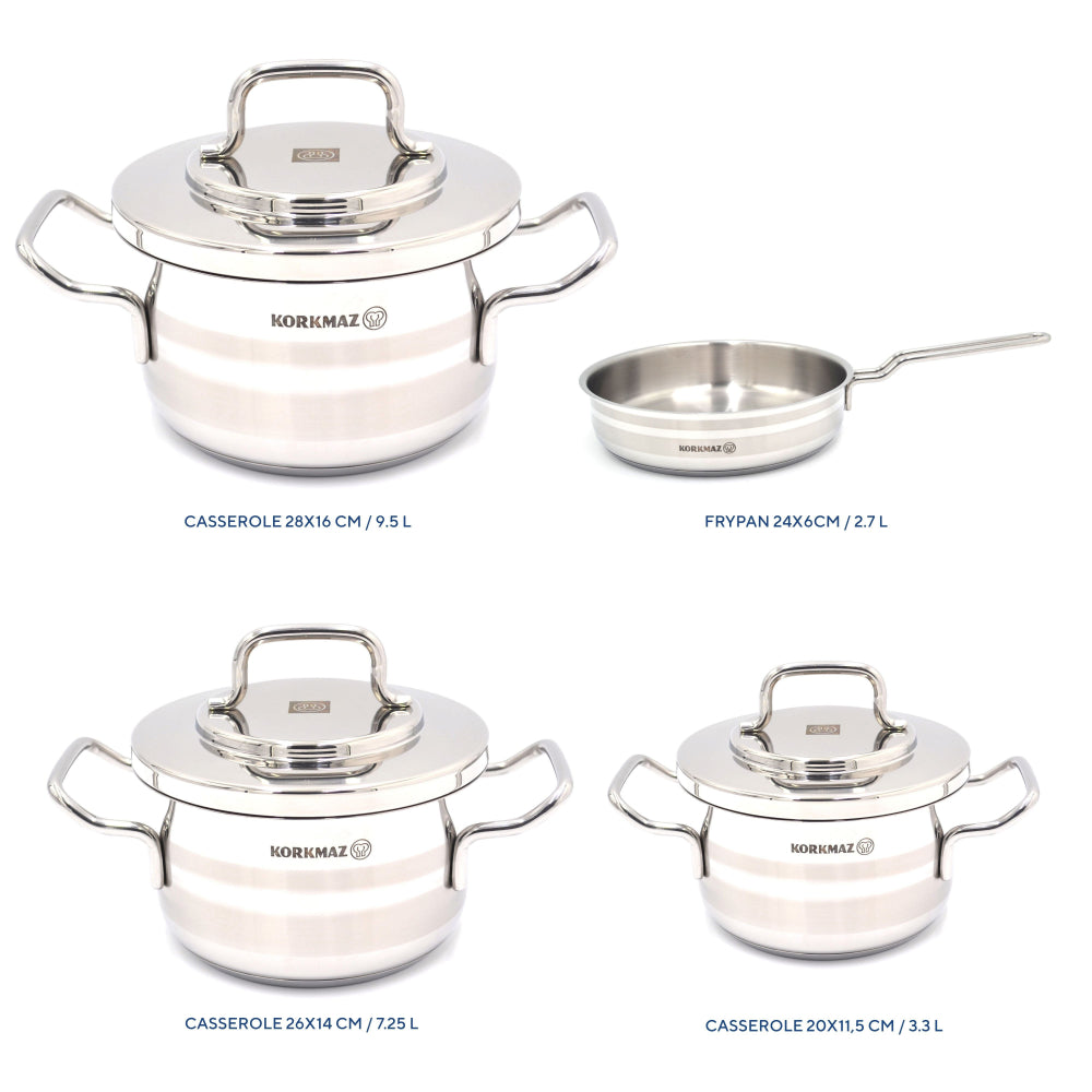 Korkmaz Astron Cookware Set 7Pc Induction