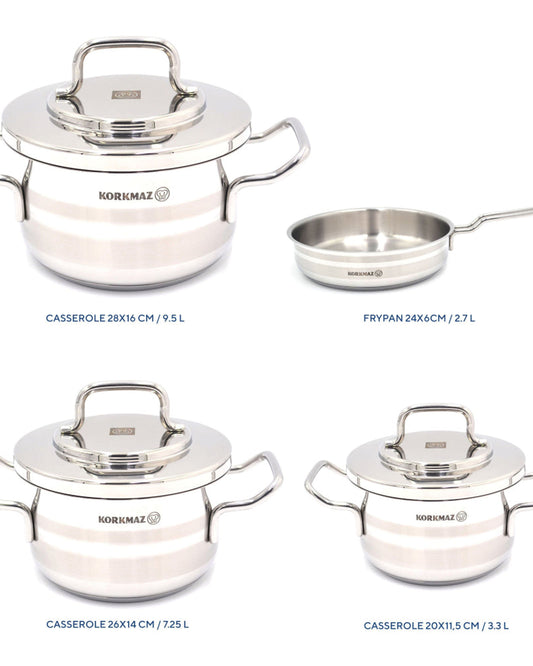 Korkmaz Astron 7 pcs Induction Base Cookware Set