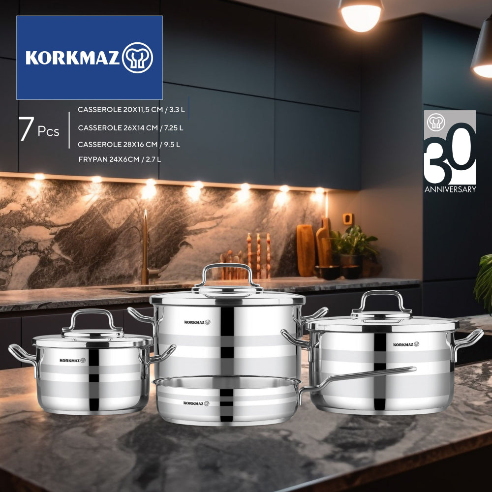 Korkmaz Astron Cookware Set 7Pc Induction