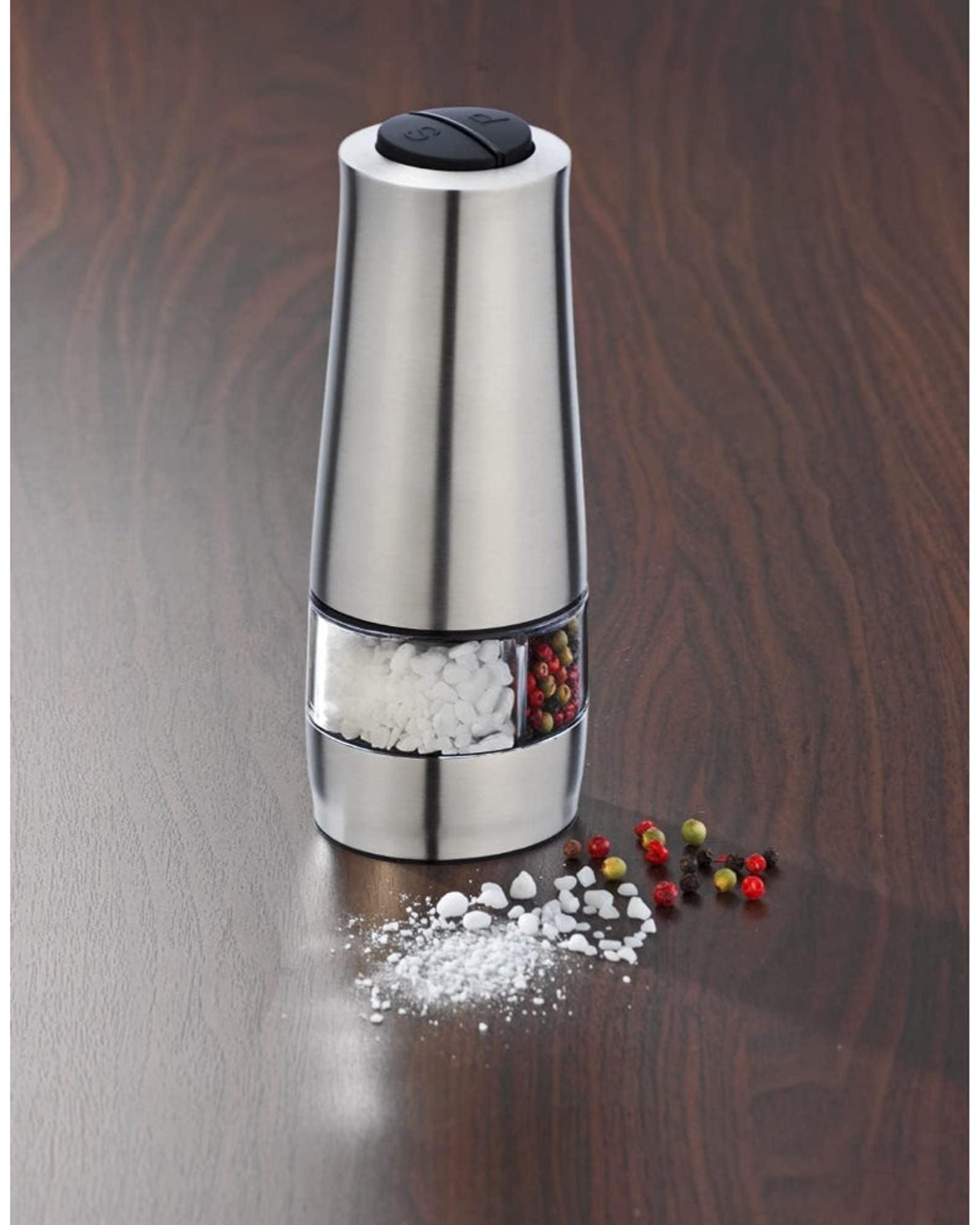 Cuisine Art Salt & Pepper Electric Dispenser, Red | Battery Operated | One-Touch Operation | Adjustable Grind Settings for Fresh Seasoning
