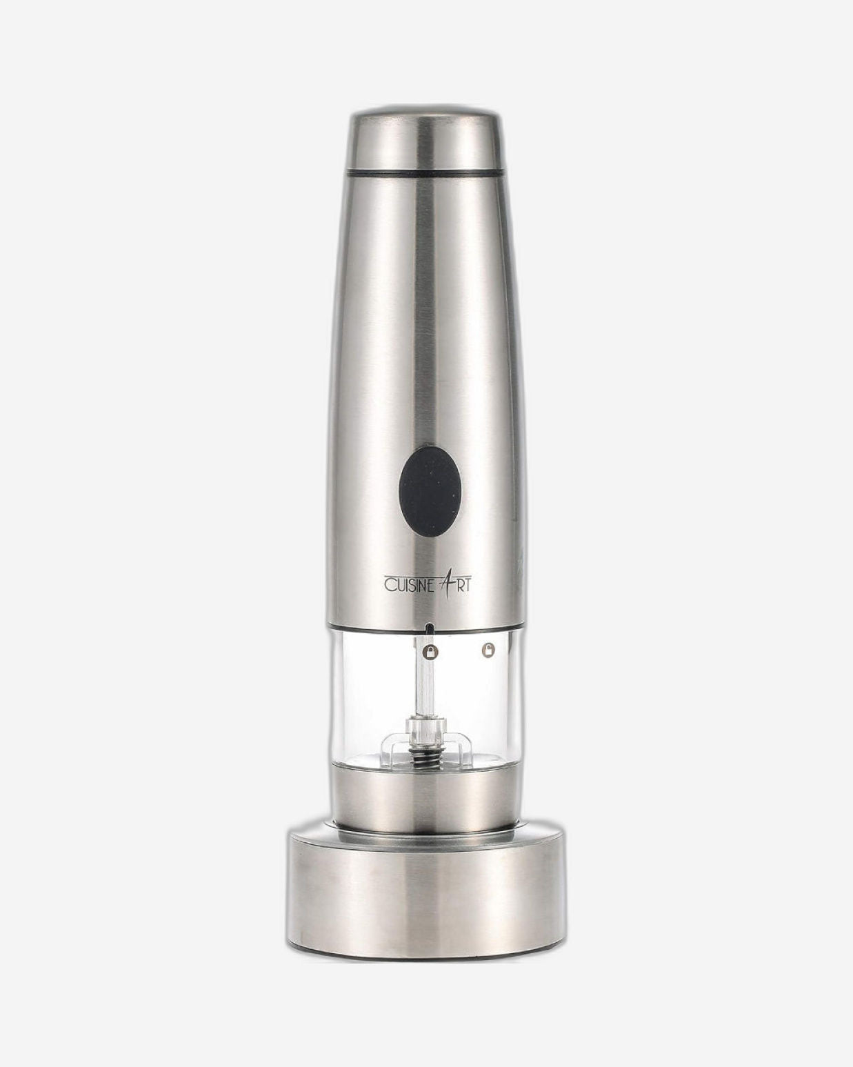 Cuisine Art Rechargeable Pepper Mill, Silver | Electric, Battery-Free | Adjustable Grind Settings for Fresh Pepper