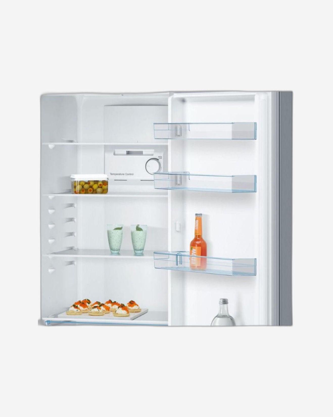 Bosch 329L Top Fridge Bottom Freezer – NoFrost, MultiAirflow, LED Lighting – KGN36NL30M, Silver Finish