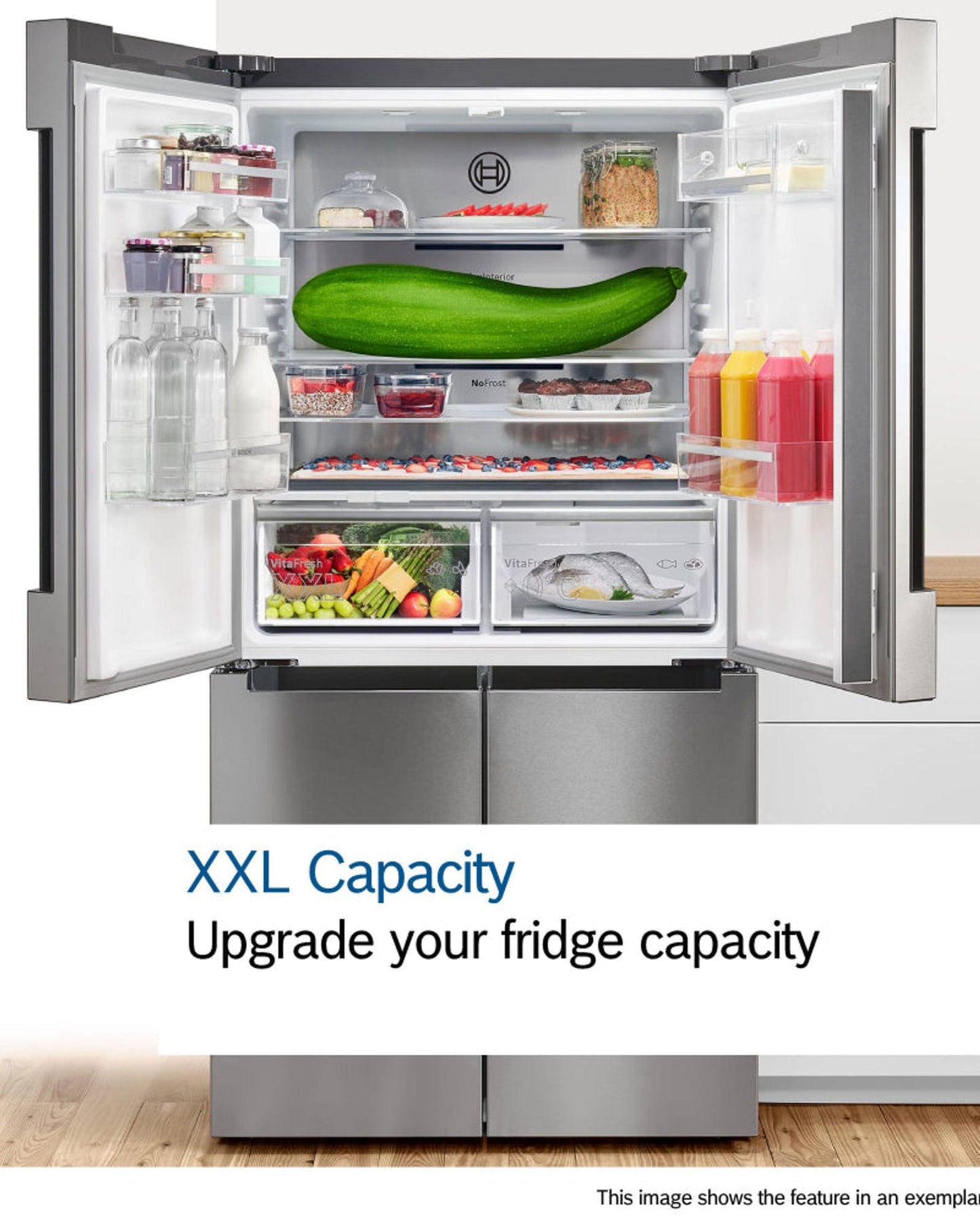 Bosch Freestanding Bottom Freezer Refrigerator, 480 L Net / 530 L Gross, Inox-Look, German Engineering – KGN55VL20M