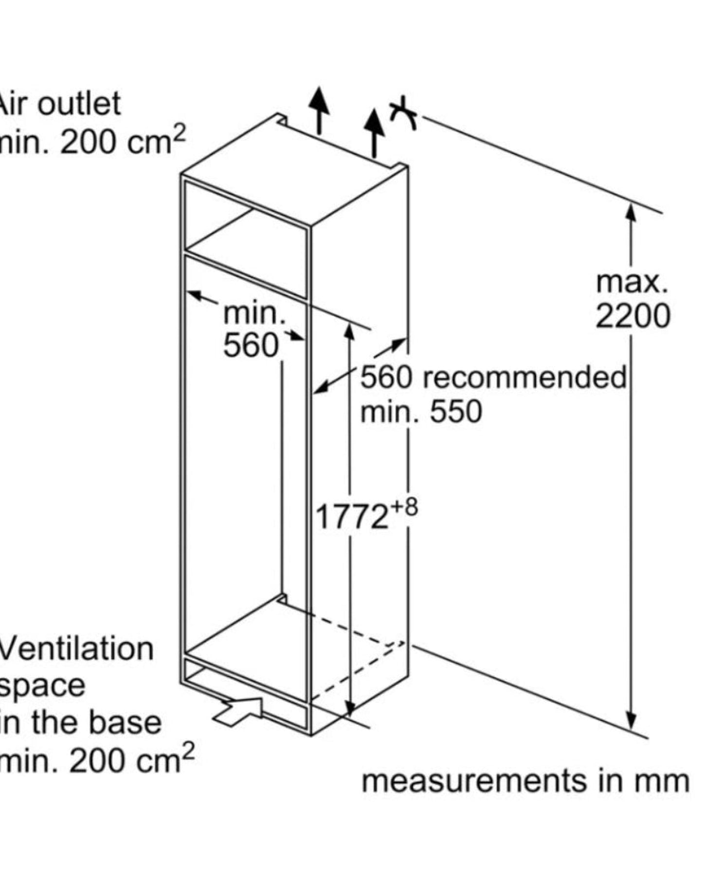 Bosch Series 6 Built-in Refrigerator KIR81AFD0M, White, 320 L, 1 Door