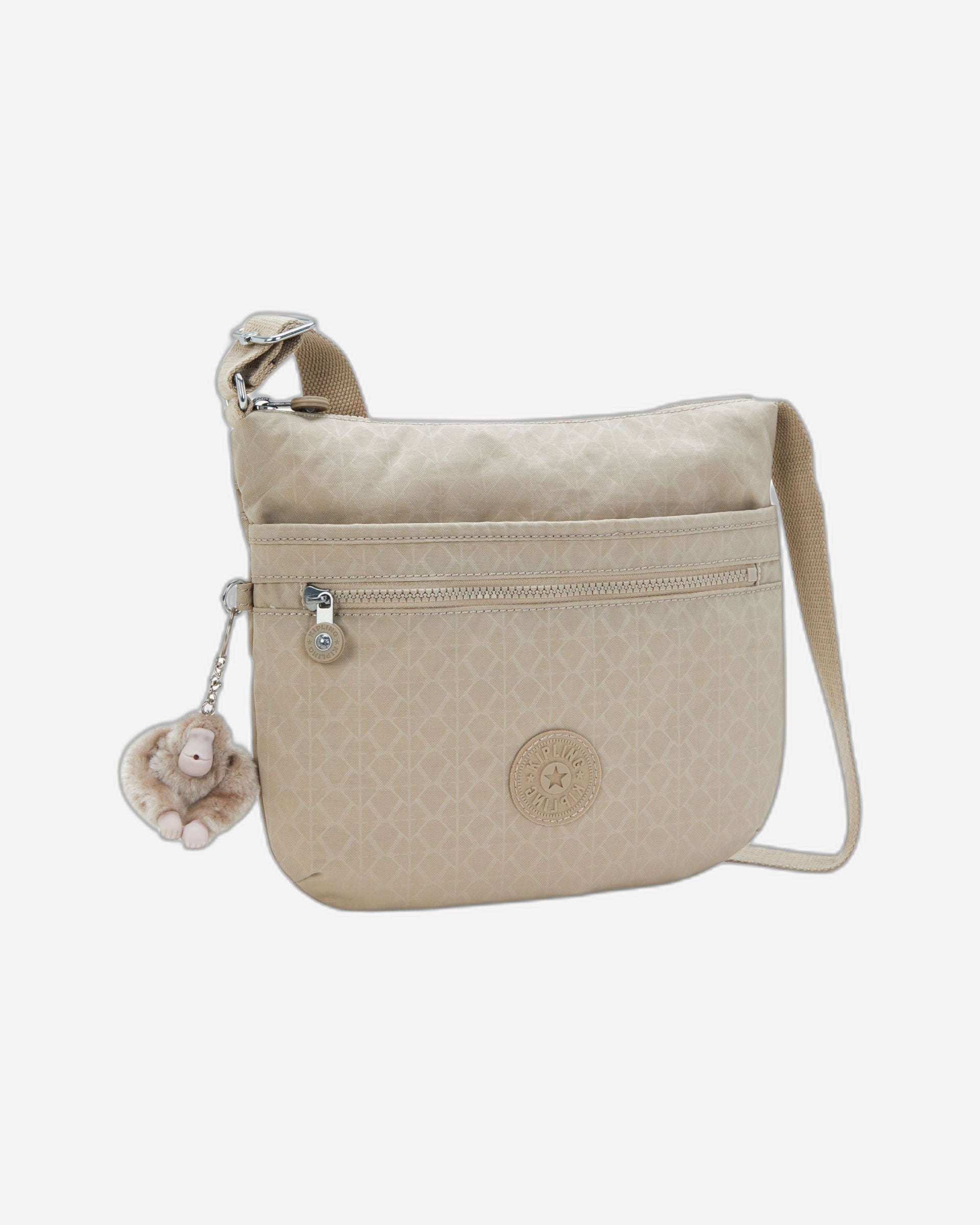 Kipling Arto Signature Beige Embossed Medium Crossbody Bag 10878-96A