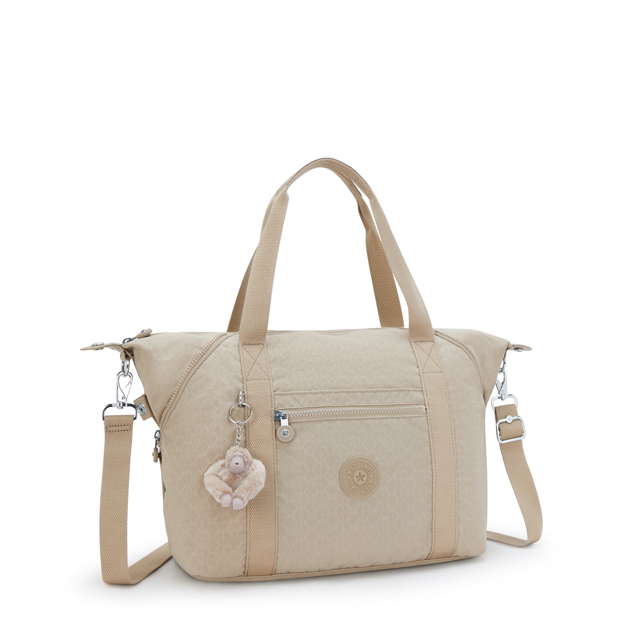 Kipling Art Signature Beige Embossed Tote Bag 21091-96A