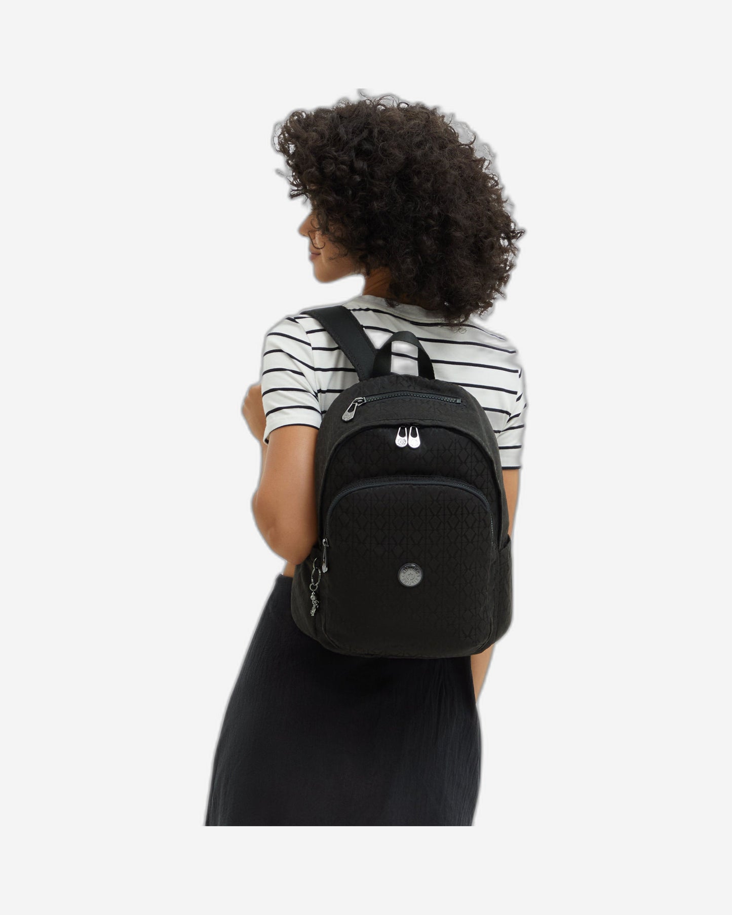 Kipling Delia Black Sign Jq Medium Backpack I3149-Y12