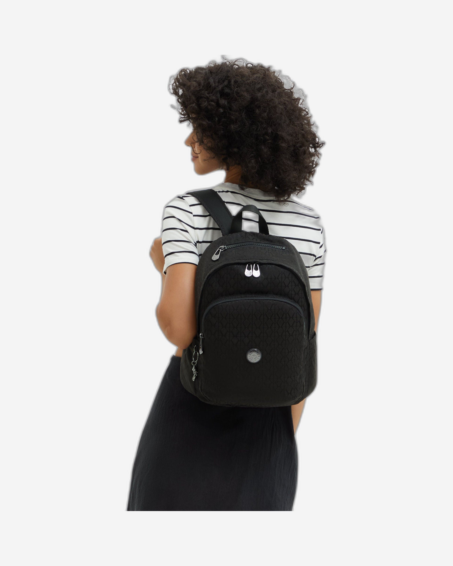Kipling Delia Black Sign Jq Medium Backpack I3149-Y12