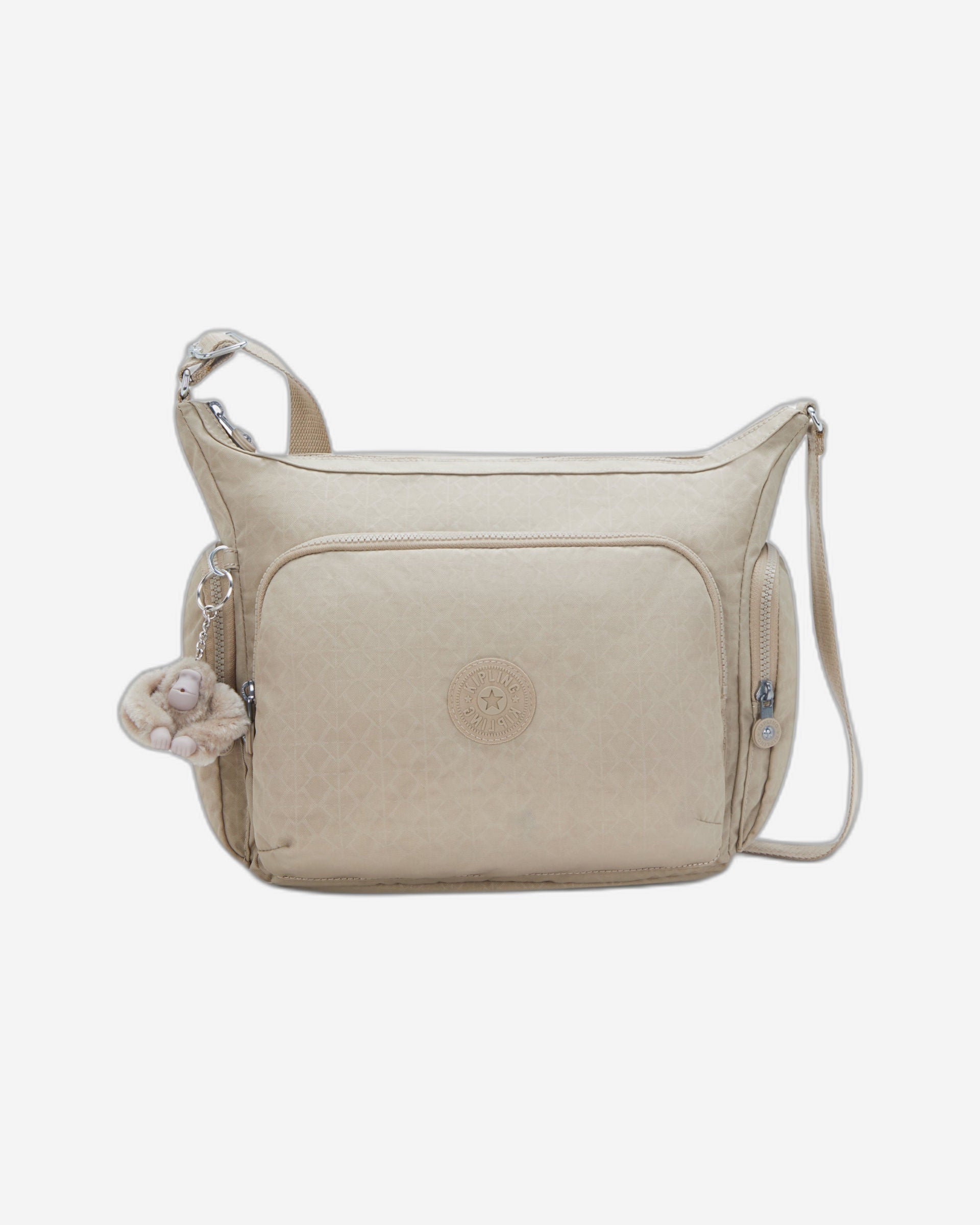 Kipling Gabb Signature Beige Embossed Large Crossbody Bag I3945-96A - Main Image