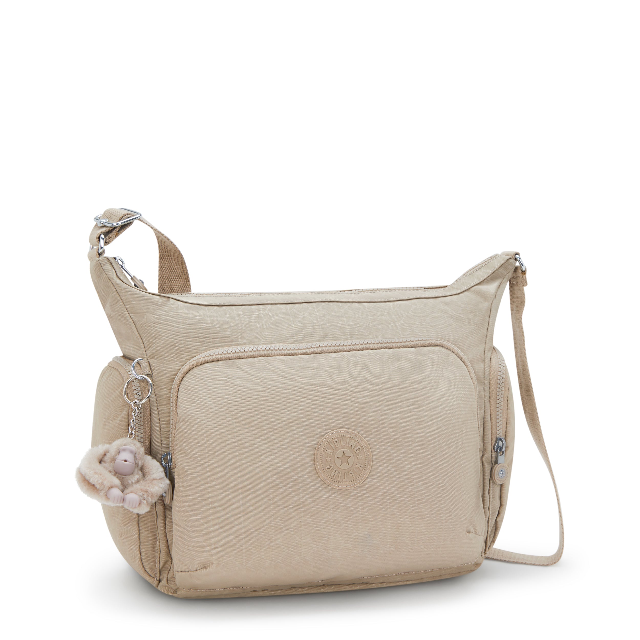 Kipling Gabb Signature Beige Embossed Crossbody Bag I3945-96A