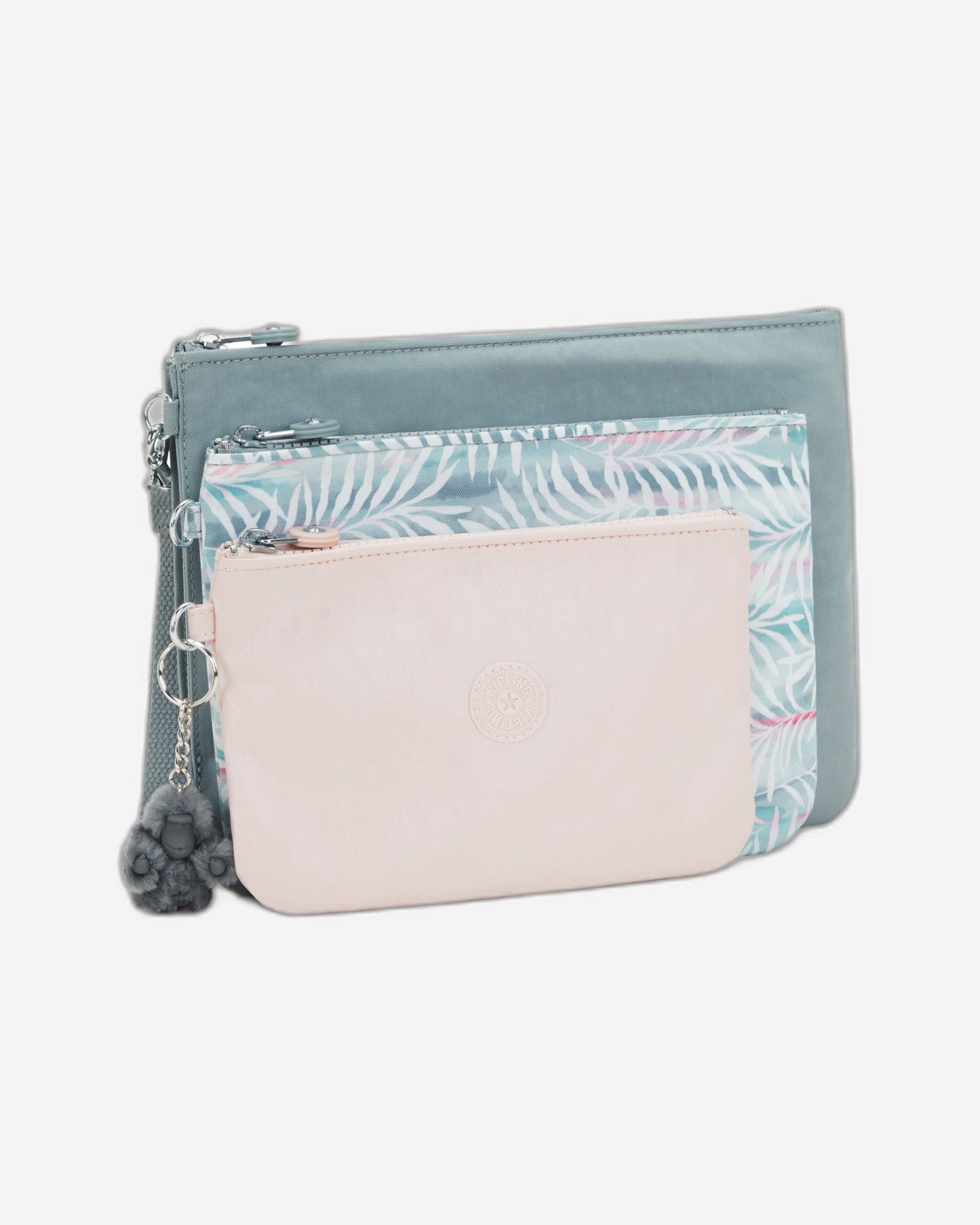 Kipling Iaka L Wristlet Relaxed Grey 3 Large Pouches I4219-3NL