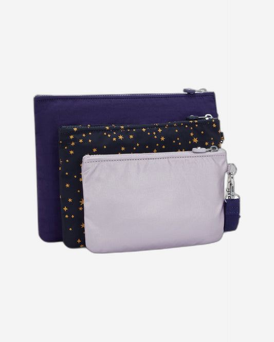KIPLING Iaka L Wristlet Moonlit Blue 3 large pouches (with removable wristlet) I4219-4GA