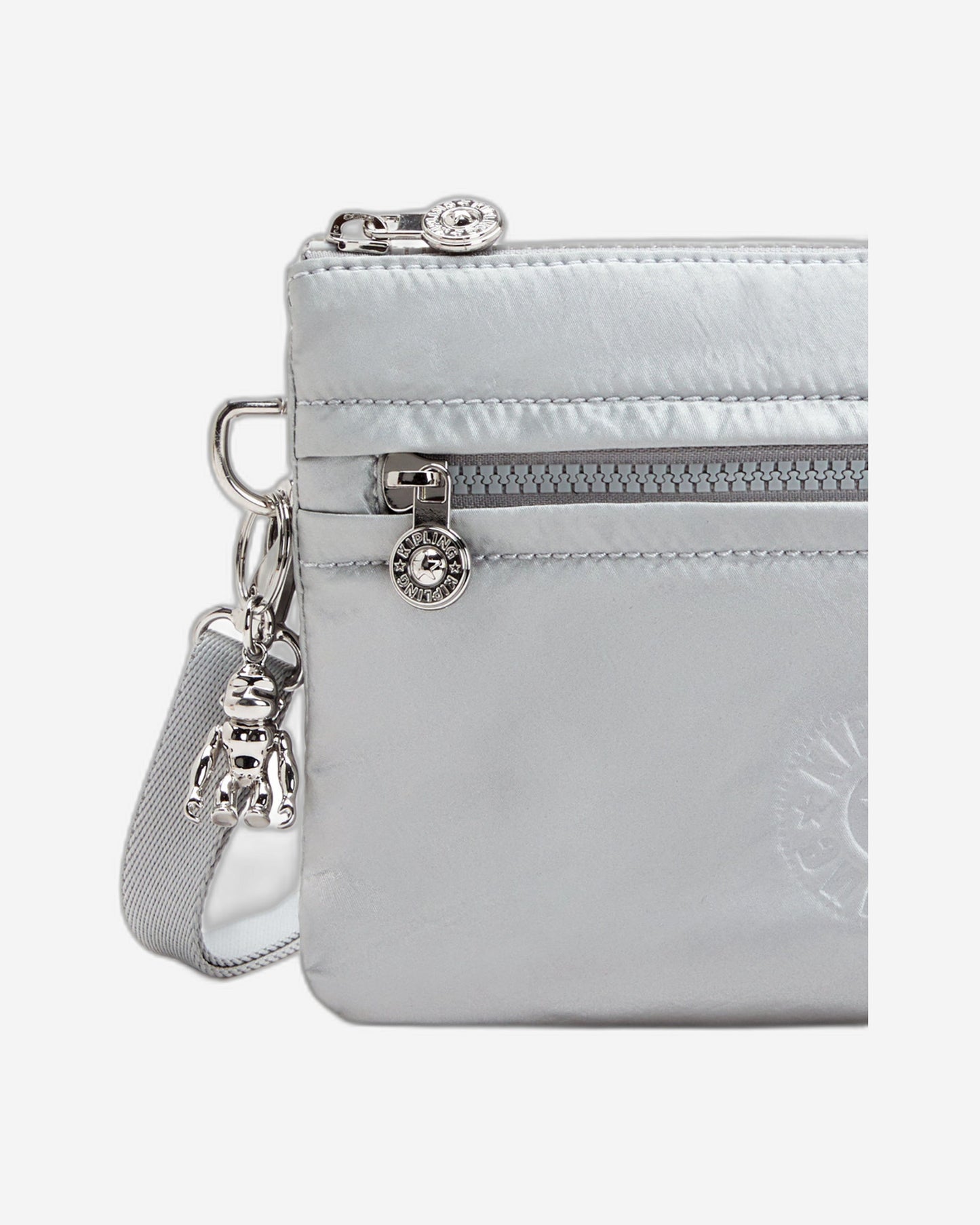 Kipling Riri Silver Glam Large Pouch with Crossbody Strap C2I4683-K2E