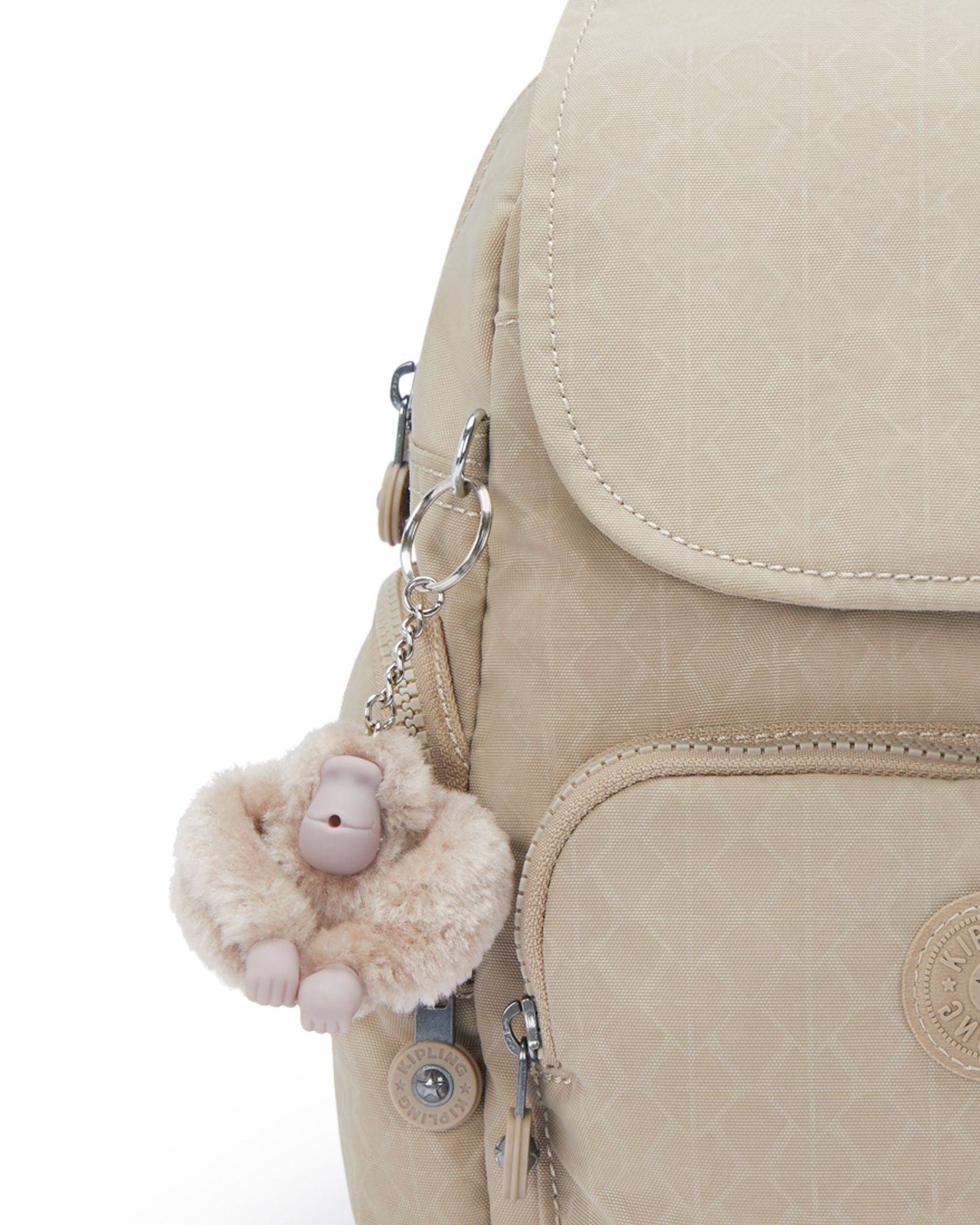 Kipling City Zip Mini Signature Beige Embossed Small Backpack I4697-96A