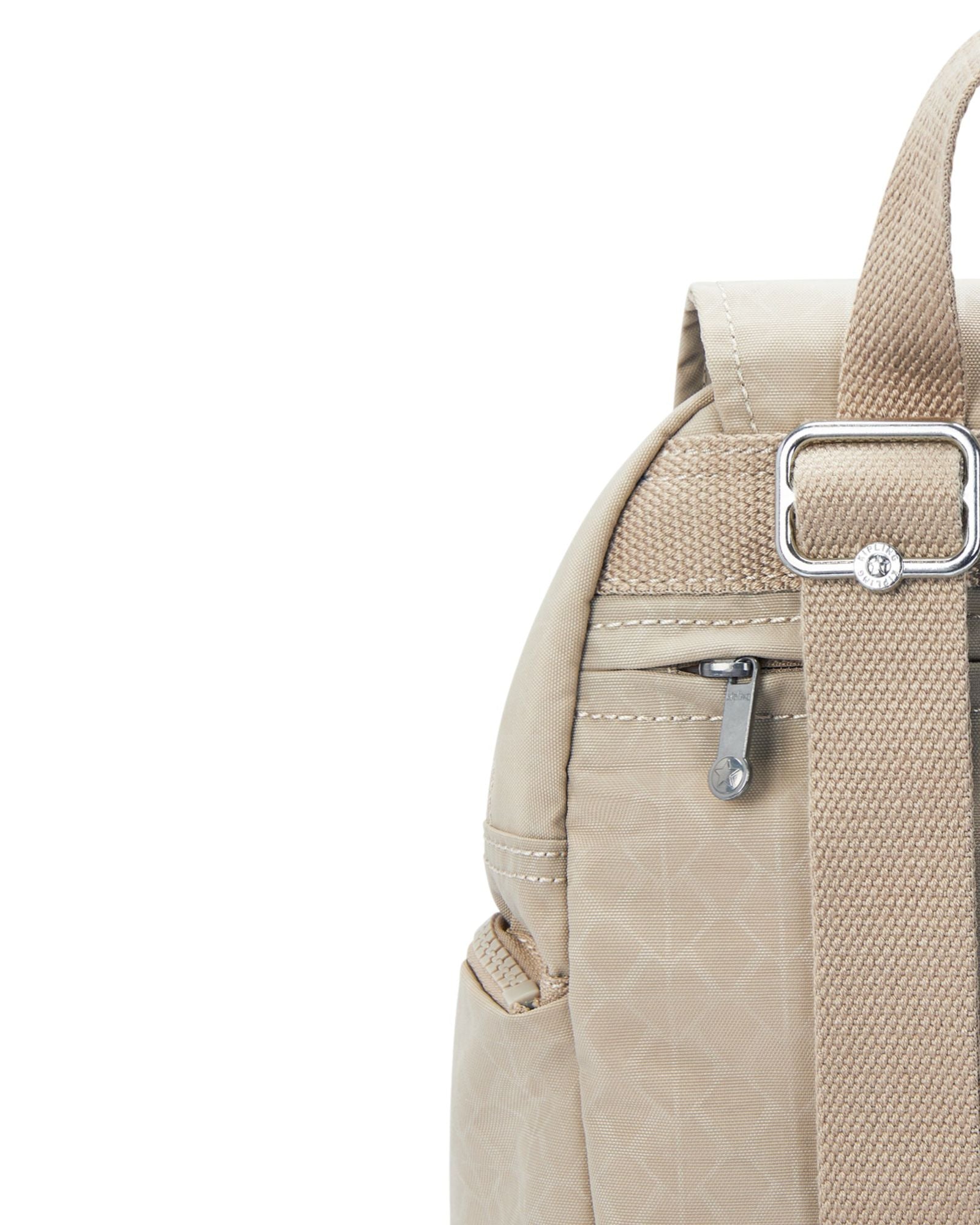Kipling City Zip Mini Signature Beige Embossed Small Backpack I4697-96A