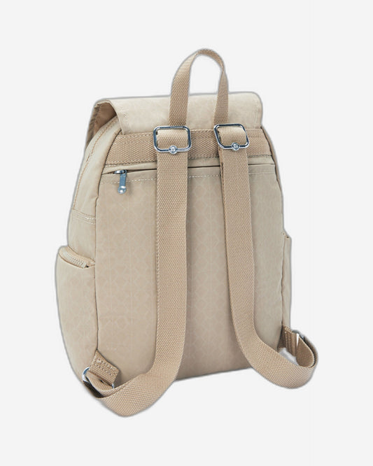 Kipling City Zip S Signature Beige Embossed Small Backpack I5634-96A