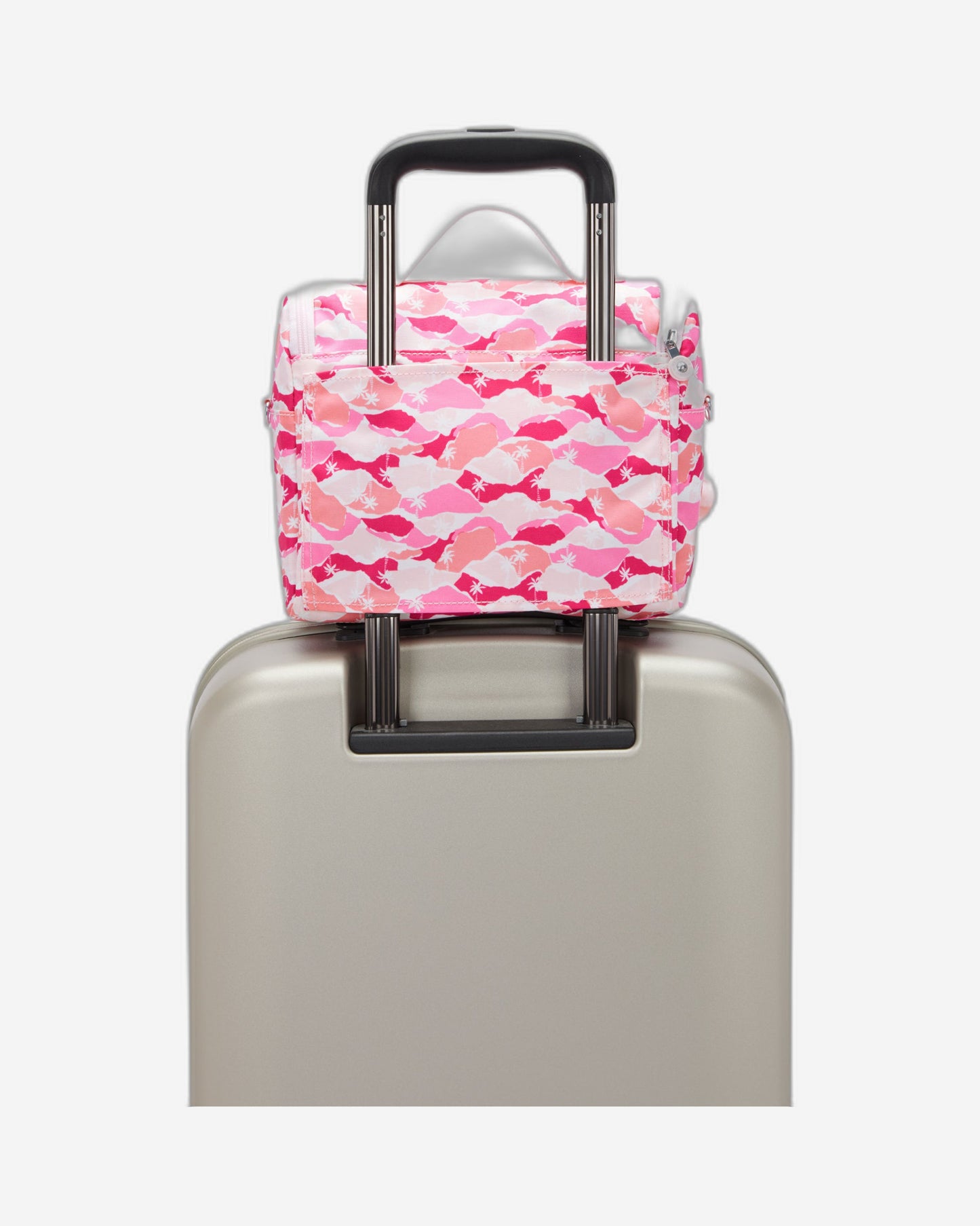 Kipling New Kichirou Pink Palm Large lunchbag with trolley sleeve I5749-1BV