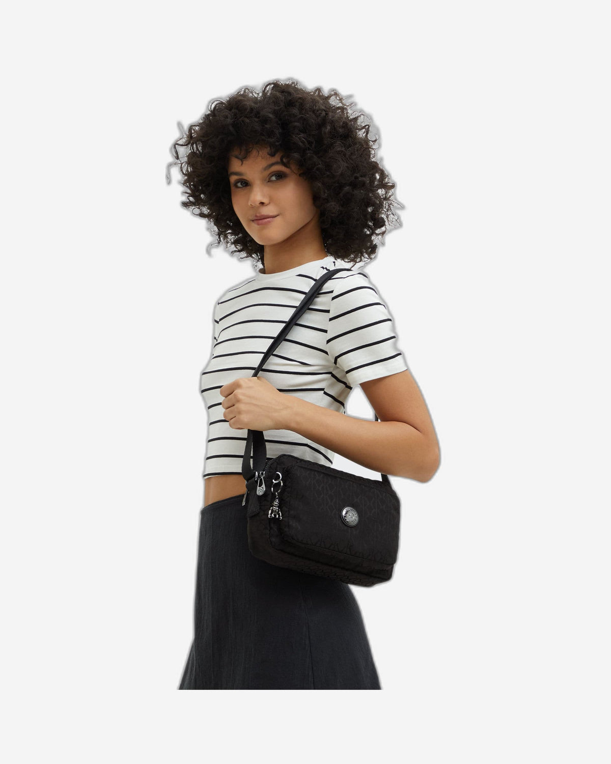 Kipling Abanu M Black Sign Jq Medium Crossbody I6575-Y12