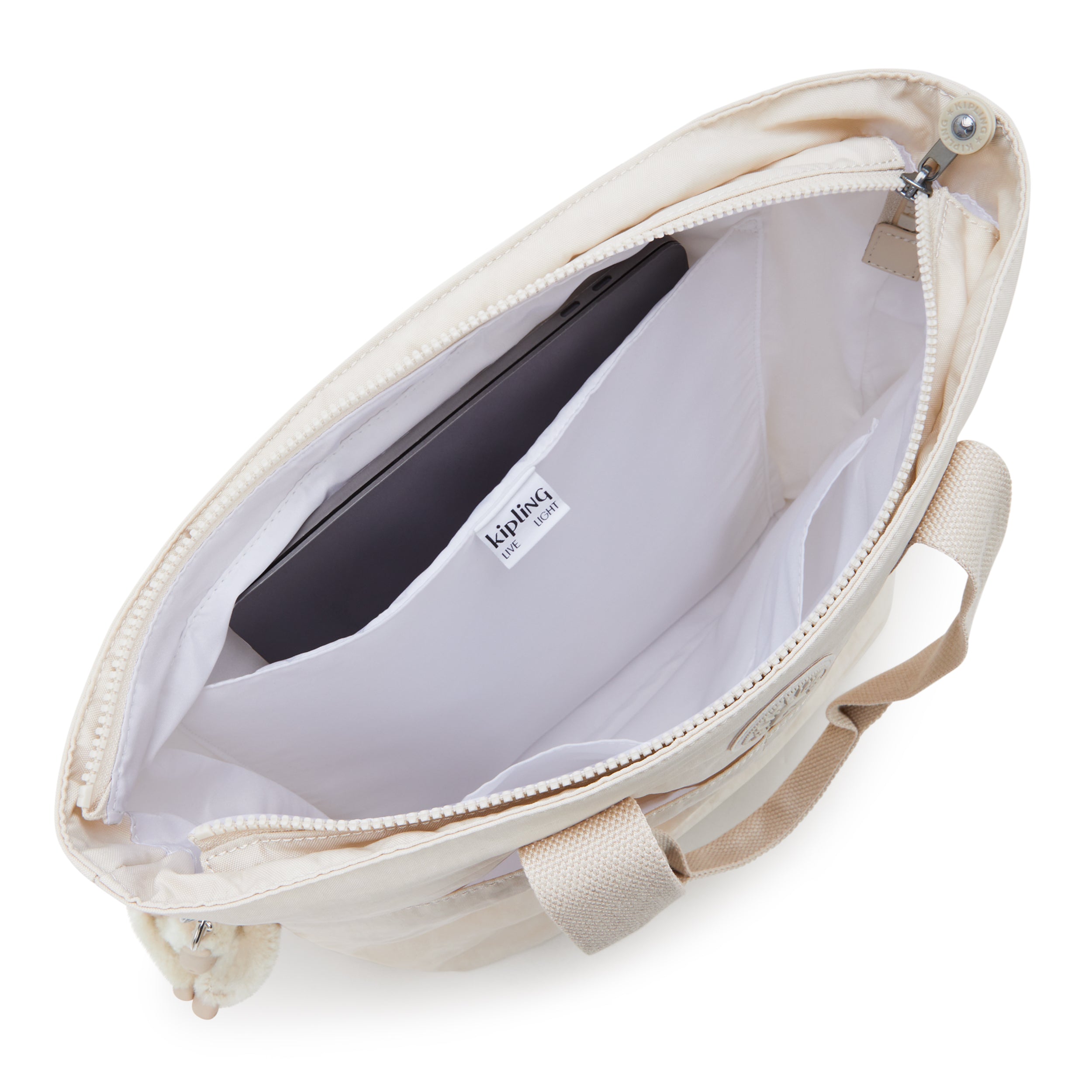 Kipling Hanifa Hideaway Beige Tote Bag I7937-7JR