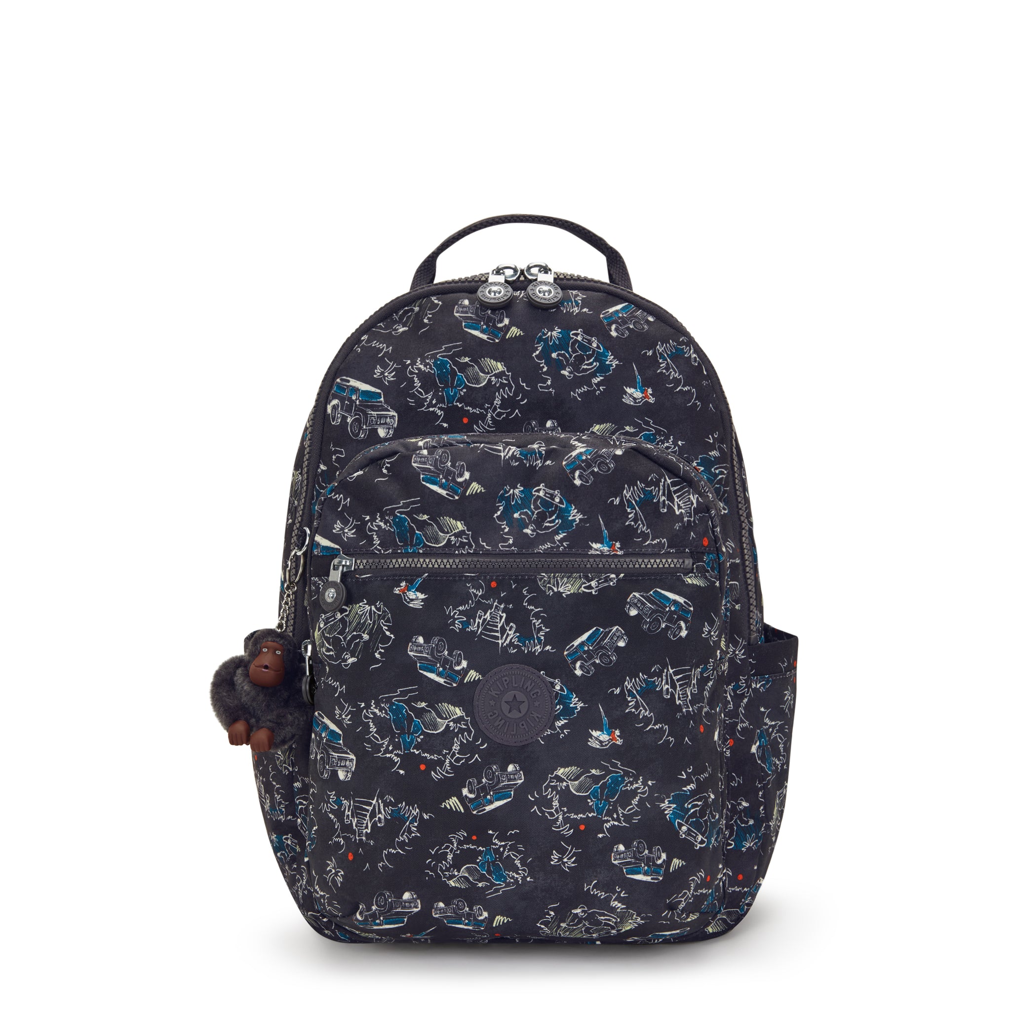 KIPLING-Seoul College-Large Backpack with Separate Laptop Compartment-Jungle Fun Race-I7973-TJ3