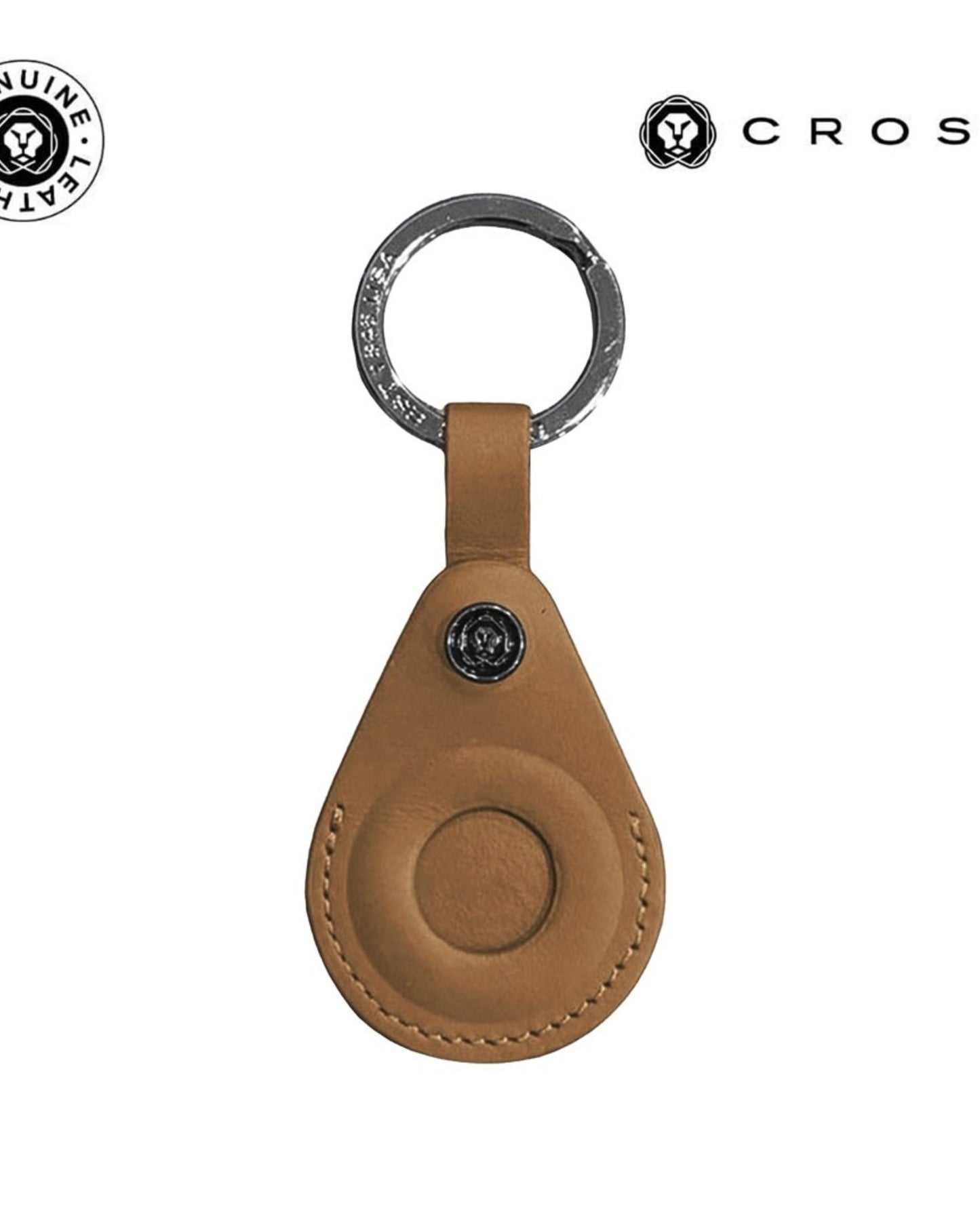 Cross Leather Airtag Key Ring - Mocha