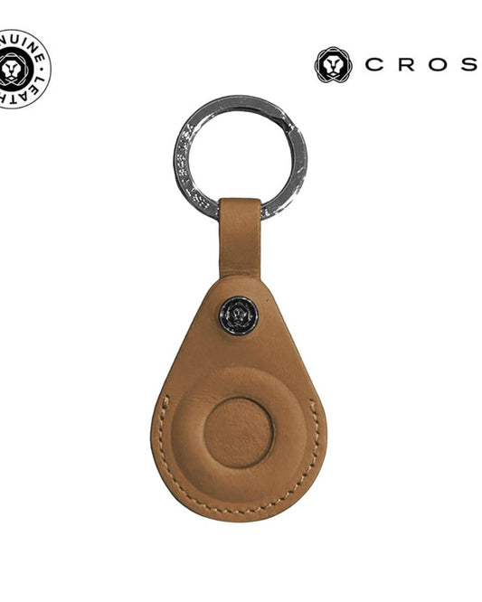 Cross Leather Airtag Key Ring - Mocha