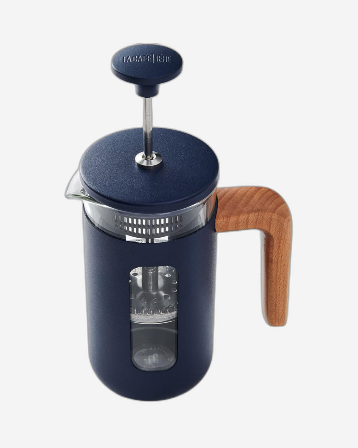 Lc Pisa Cafetiere 3 Cup Navy Wood Handle