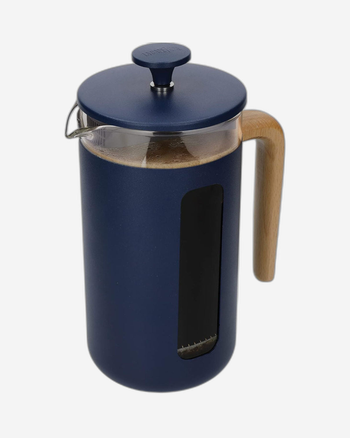 Lc Pisa Cafetiere 8 Cup Navy Wood Handle