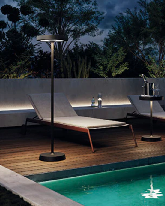 Zafferano Barbell Floor Lamp Remote Sage Green