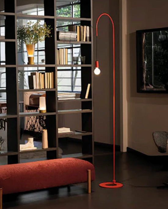 Zafferano Filo Floor Lamp Matt Red LED Included