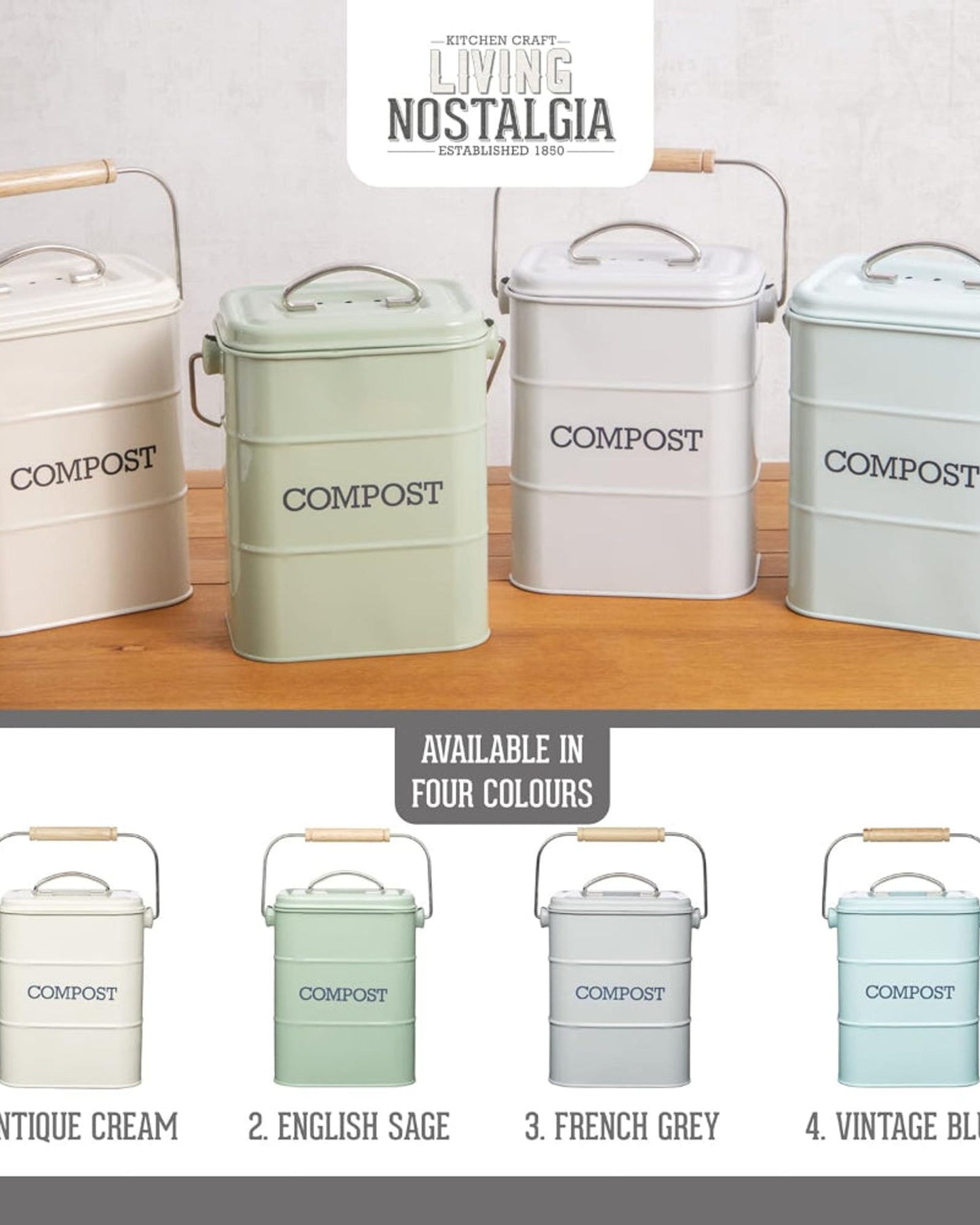 Ln Compost Bin 3 Litre Steel Cream
