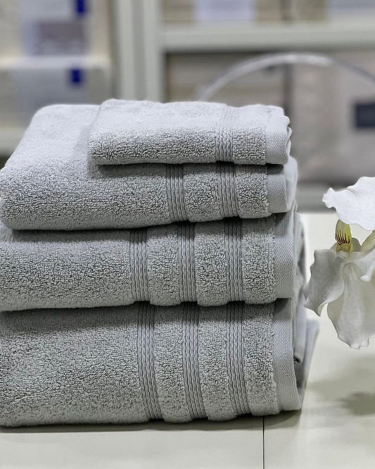 Linen Obsession "Zero Twist" Bath Towels Collection in Silver