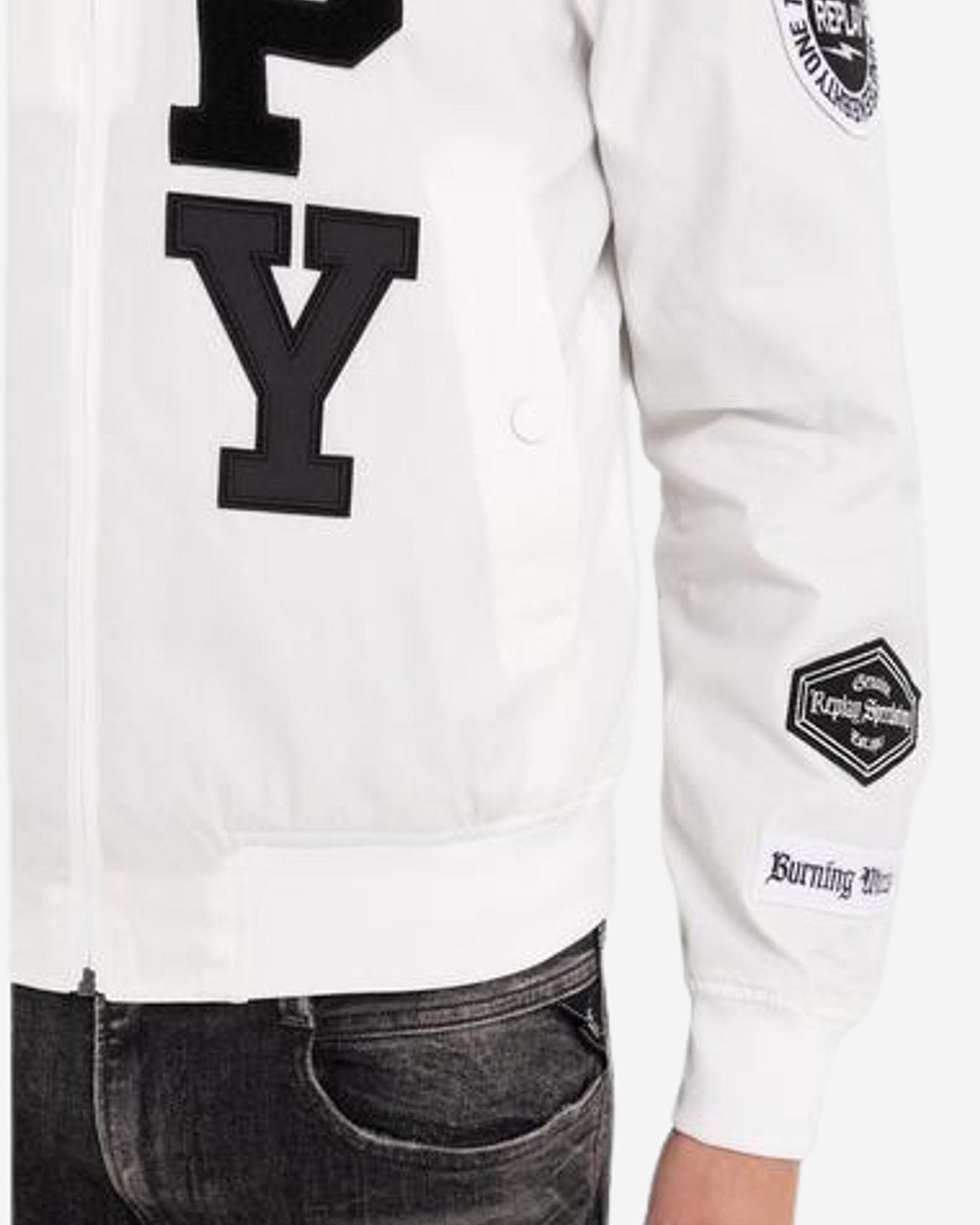 Full Zipper Bomber Jacket With Appliques