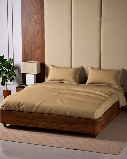 Mulberry Living Cotton King Flat 500TC Opulent Hue Fawn