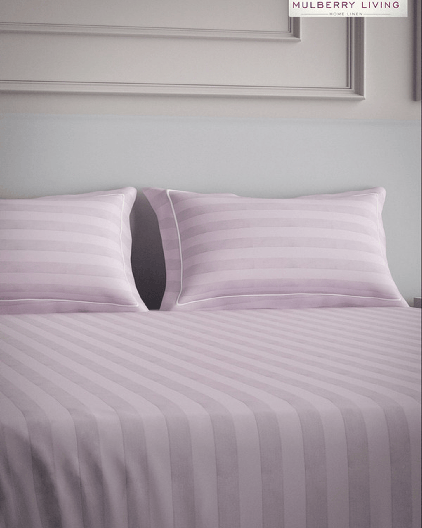 Mulberry Living Cotton Pillow Covers Set 2Pc 300TC Elysian Stripes Mediterranean Blue