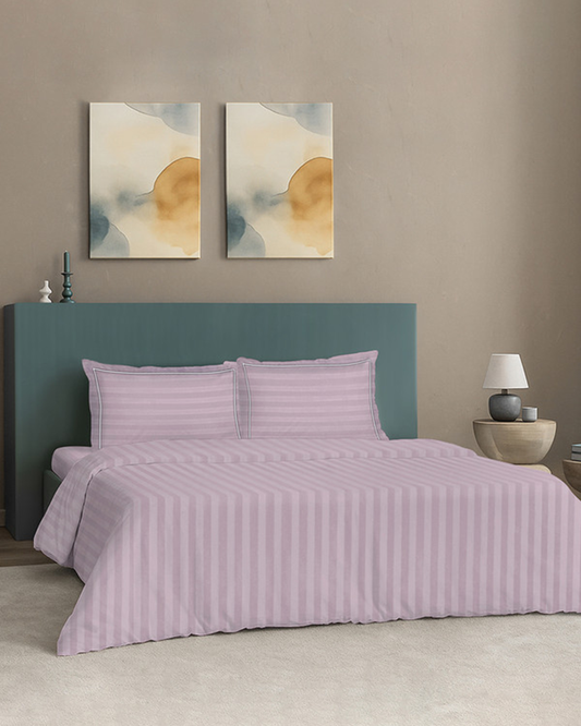 Mulberry Living Cotton King Duvet 300TC Elysian Stripes Cameo Rose