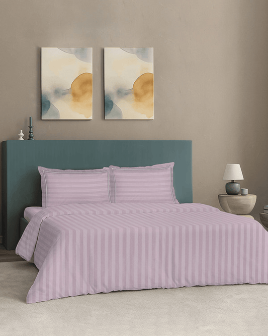 Mulberry Living Cotton King Duvet 300TC Elysian Stripes Cameo Rose