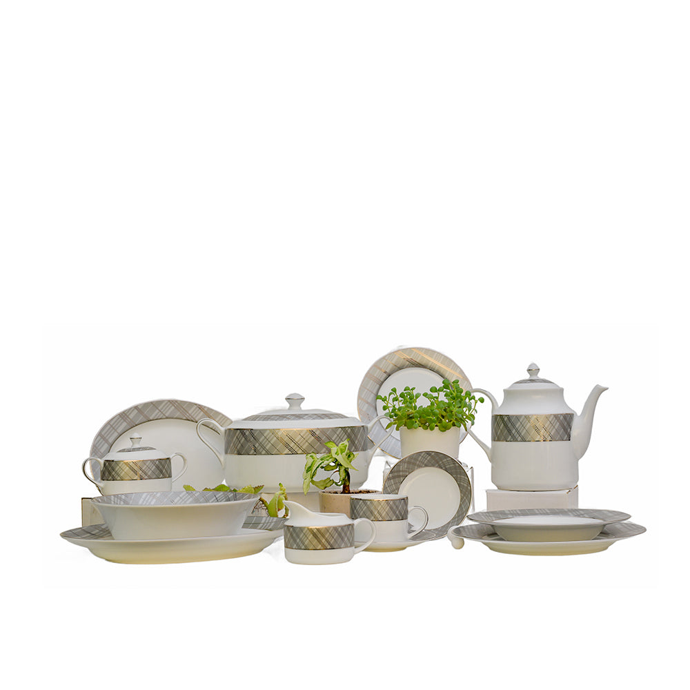 59 pcs Dinner set with Grey with white MODERN CITY OF EUROPE