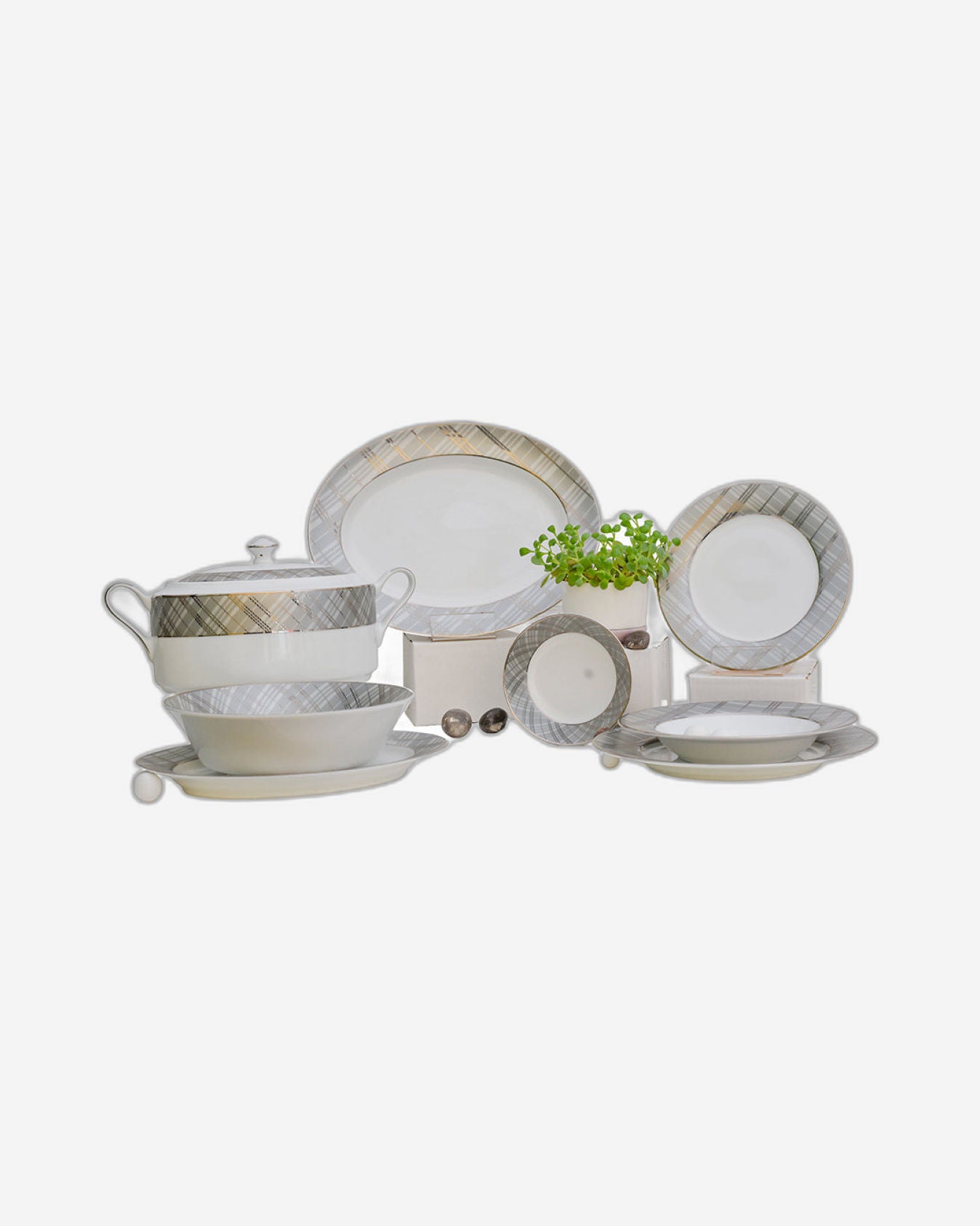 Dankotuwa Dinner Set 59Pc Grey White Modern Europe