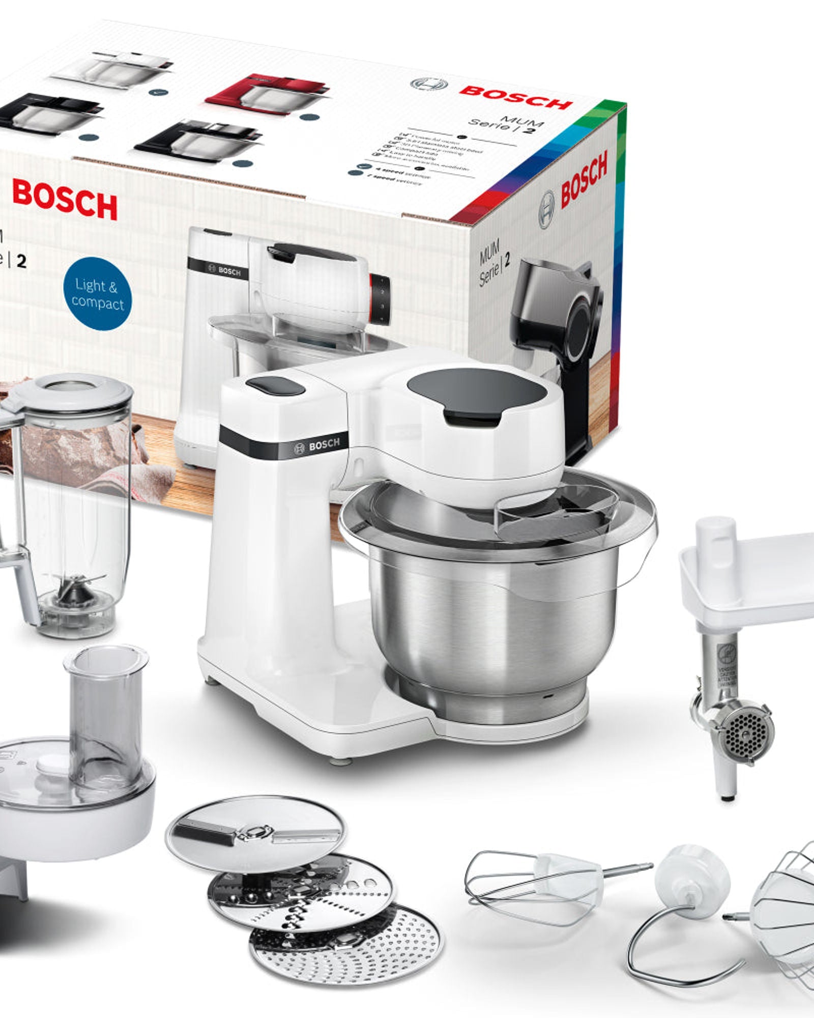 Bosch Kitchen Machine 700W, Large 3.8 ltr. 4 speed- 1 year Manufacturer Warranty, Made in Slovenia, MUMS2EW30G