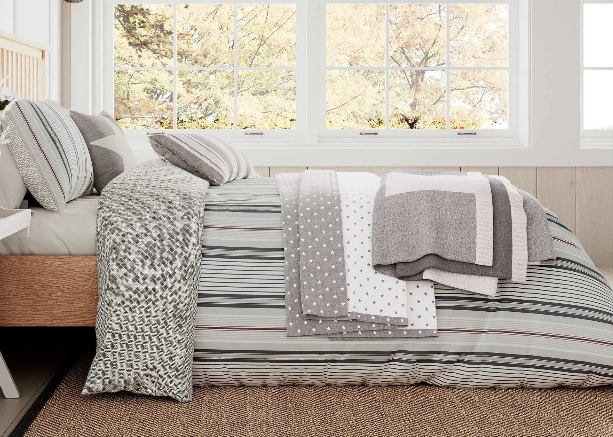 Helena Springfield "LI Nautical Stripe" Duvet Cover Sets in Warm Grey