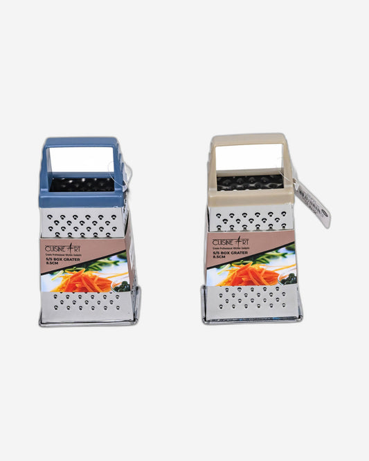 Cuisine Art 8.5cm Stainless Steel Box Grater, Assorted - 4-Sided Multipurpose Grater for Cheese, Vegetables, Ginger & More, 1 Piece