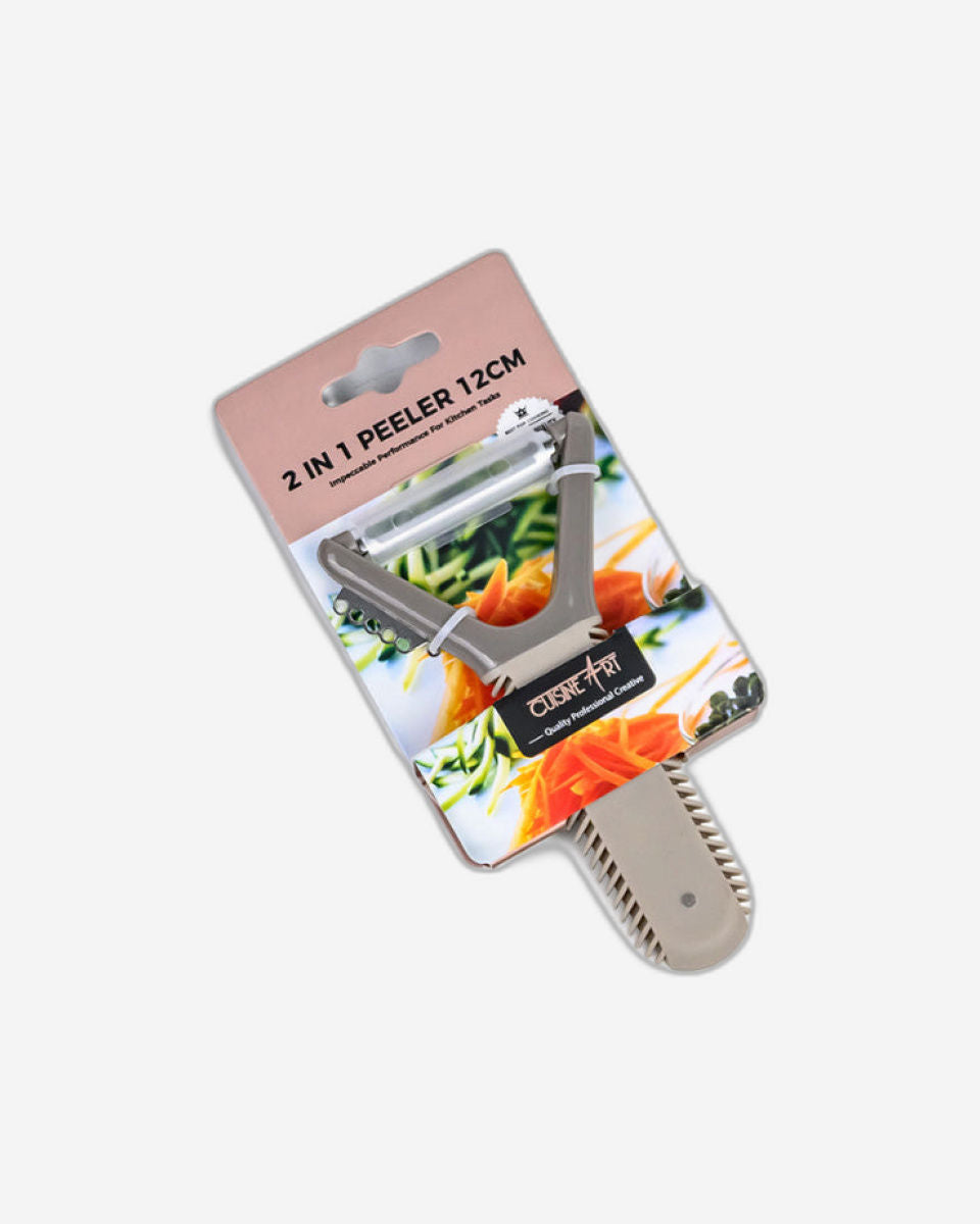 Cuisine Art 2-in-1 Stainless Steel Peeler -12cm, Ergonomic Handle, 1 Piece, Assorted