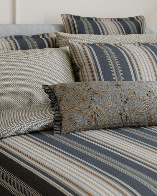 Bedeck of Belfast "Oscar" Duvet Cover and Oxford Pillowcase in Charcoal & Tan