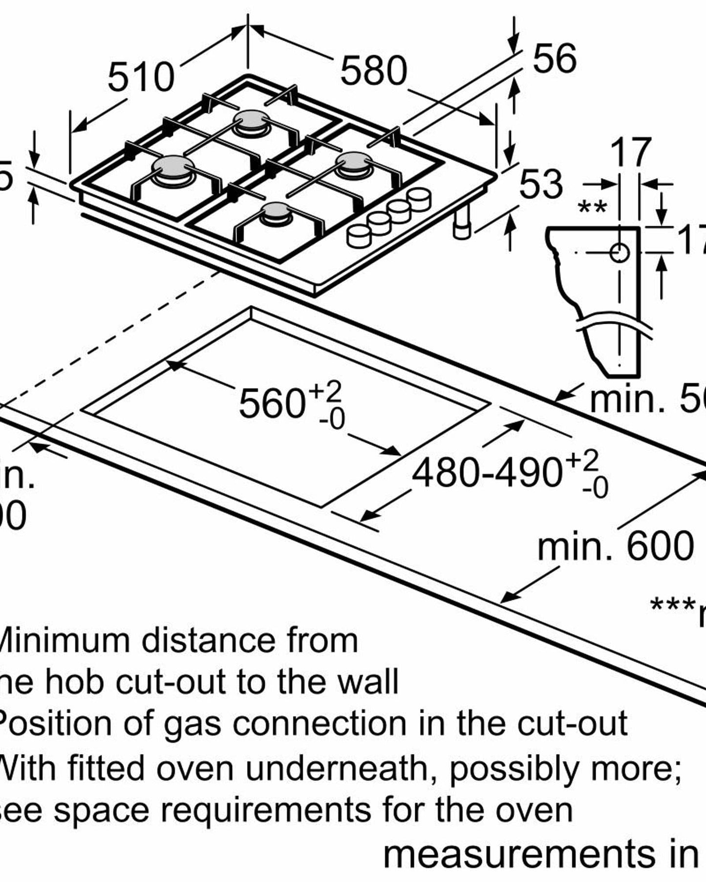 Bosch Built-In Gas Hob, 60 cm, Stainless Steel, German Engineering – PBP6C5B62M