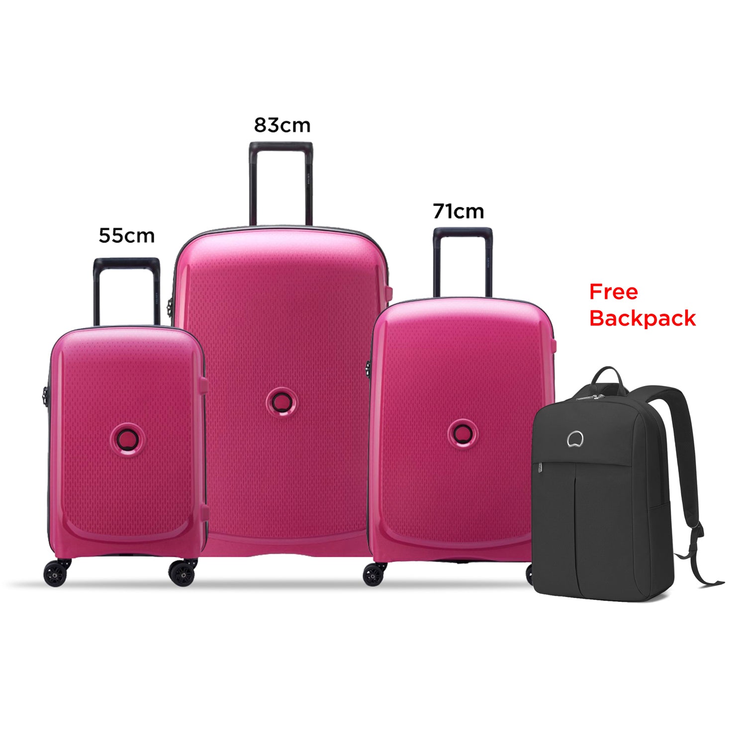 Delsey Paris Belmont Plus Non Expandable 3Piece Luggage Set + Free Agreable Backpack
